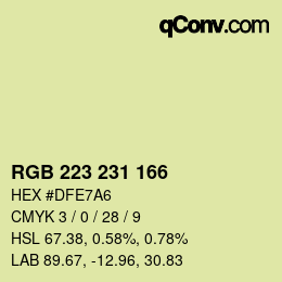 カラーコード: RGB 223 231 166 | qconv.com