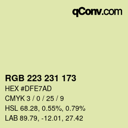 Color code: RGB 223 231 173 | qconv.com
