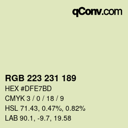 カラーコード: RGB 223 231 189 | qconv.com