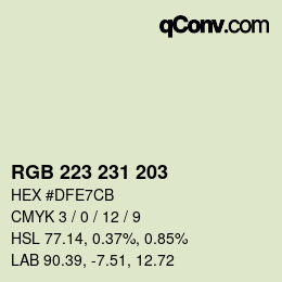 Color code: RGB 223 231 203 | qconv.com