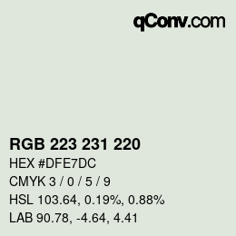 Color code: RGB 223 231 220 | qconv.com
