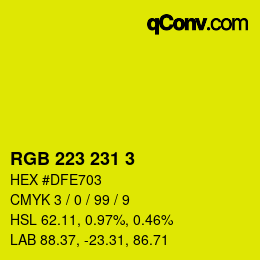 Color code: RGB 223 231 3 | qconv.com