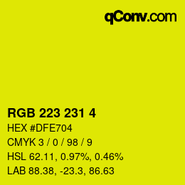 Color code: RGB 223 231 4 | qconv.com