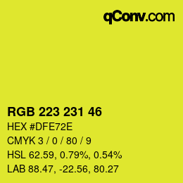 Color code: RGB 223 231 46 | qconv.com