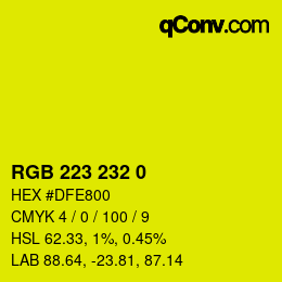 Color code: RGB 223 232 0 | qconv.com