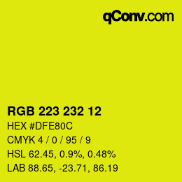 Color code: RGB 223 232 12 | qconv.com