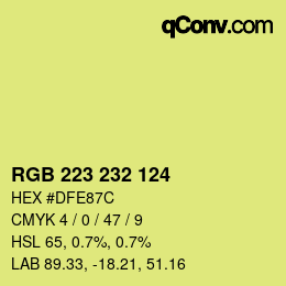 Color code: RGB 223 232 124 | qconv.com