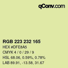Color code: RGB 223 232 165 | qconv.com