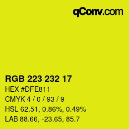Color code: RGB 223 232 17 | qconv.com