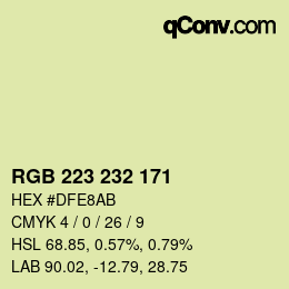 カラーコード: RGB 223 232 171 | qconv.com