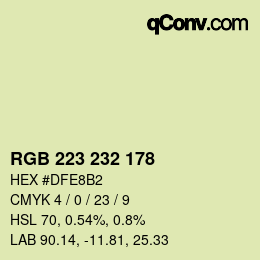 Color code: RGB 223 232 178 | qconv.com