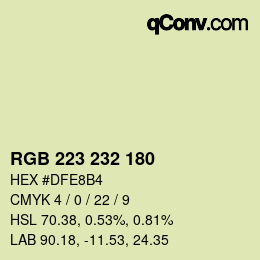 Color code: RGB 223 232 180 | qconv.com