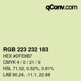 Color code: RGB 223 232 183 | qconv.com