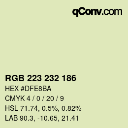 Color code: RGB 223 232 186 | qconv.com