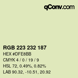 Color code: RGB 223 232 187 | qconv.com