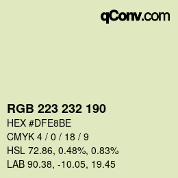 Color code: RGB 223 232 190 | qconv.com