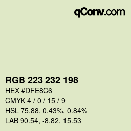 Color code: RGB 223 232 198 | qconv.com