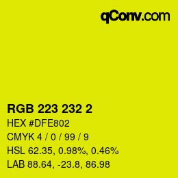 Color code: RGB 223 232 2 | qconv.com