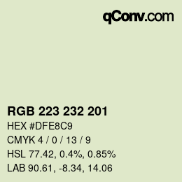 Color code: RGB 223 232 201 | qconv.com