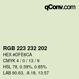 Código de color: RGB 223 232 202 | qconv.com