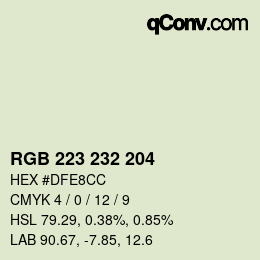 カラーコード: RGB 223 232 204 | qconv.com