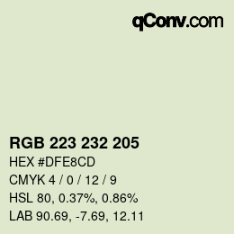 Color code: RGB 223 232 205 | qconv.com