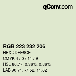 Color code: RGB 223 232 206 | qconv.com