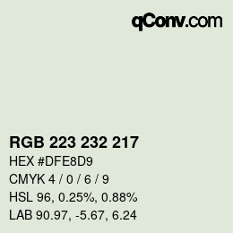 Color code: RGB 223 232 217 | qconv.com