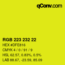 Color code: RGB 223 232 22 | qconv.com