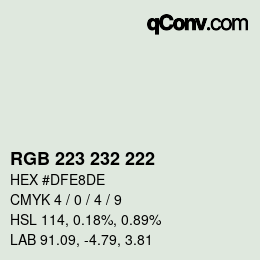 Color code: RGB 223 232 222 | qconv.com