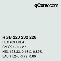 カラーコード: RGB 223 232 228 | qconv.com