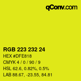 Color code: RGB 223 232 24 | qconv.com