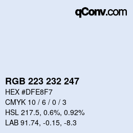 Color code: RGB 223 232 247 | qconv.com