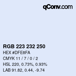 Color code: RGB 223 232 250 | qconv.com