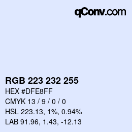 Color code: RGB 223 232 255 | qconv.com