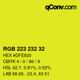 Color code: RGB 223 232 32 | qconv.com