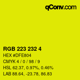 Color code: RGB 223 232 4 | qconv.com