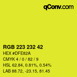 Color code: RGB 223 232 42 | qconv.com