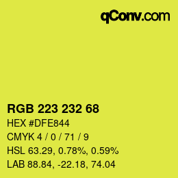 Color code: RGB 223 232 68 | qconv.com