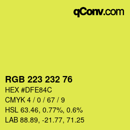 Color code: RGB 223 232 76 | qconv.com