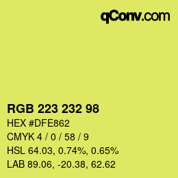 Color code: RGB 223 232 98 | qconv.com