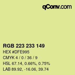 Color code: RGB 223 233 149 | qconv.com
