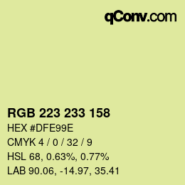 カラーコード: RGB 223 233 158 | qconv.com