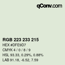 Color code: RGB 223 233 215 | qconv.com