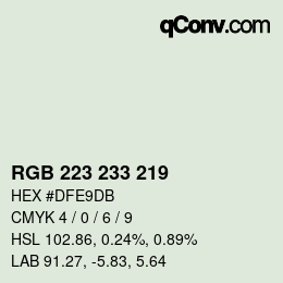 Color code: RGB 223 233 219 | qconv.com