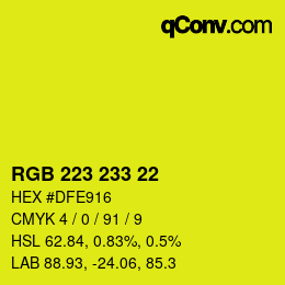Color code: RGB 223 233 22 | qconv.com