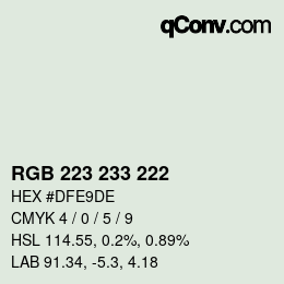 Color code: RGB 223 233 222 | qconv.com
