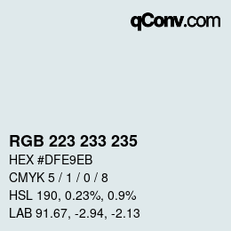 Color code: RGB 223 233 235 | qconv.com