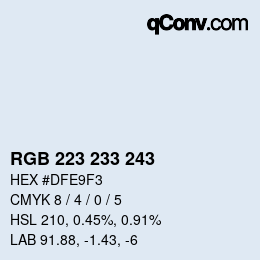Color code: RGB 223 233 243 | qconv.com