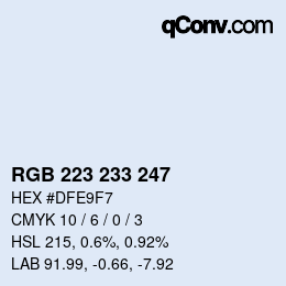 Color code: RGB 223 233 247 | qconv.com